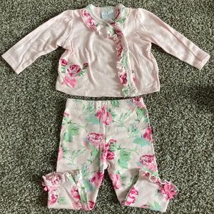 Baby girls Laura Ashley floral sweater and pants size 3-6 m